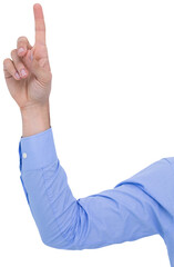 Businessman hand pointing something up