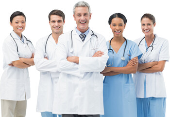Portrait of smiling medical team standing arms crossed