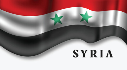 realistic illustration of waving Syrian flag