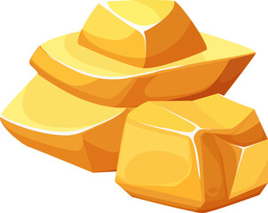 Gold nugget, golden ore bullion or gem stones pile