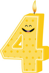 Happy birthday candle number four icon