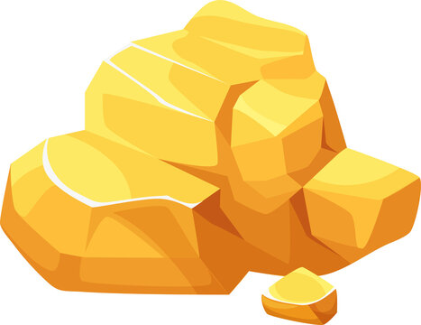 Gold mine nuggets, golden ore stones, cartoon game