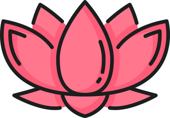 Jainism symbol, waterlily hand drawn lotus flower