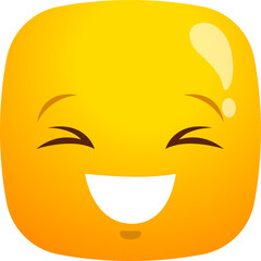 Cartoon laughing face, happy emoji vector icon