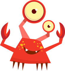 Red funny monster, cancer baby character personage