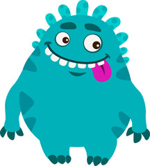 Cartoon funny monster character with loppy tongue
