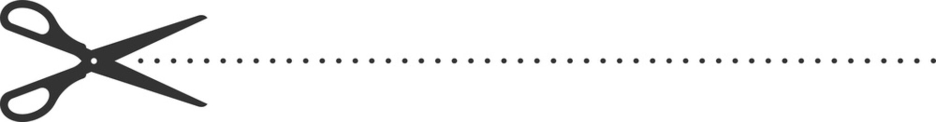 Scissors cut line, open or separation section mark