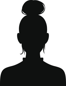 recommend clip art: Teenager girl with bun haircut avatar silhouette
