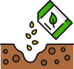 Seed sowing, plant growth agriculture line icon