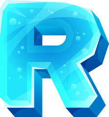 Letter R font winter ABC alphabet of ice crystal