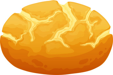 Cartoon portuguese corn broa bread, isolates bake