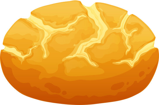 Cartoon portuguese corn broa bread, isolates bake