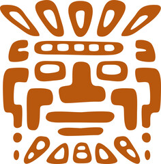 Mayan totem indian african tiki face, aztec mask