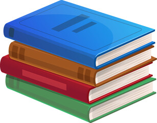 Cartoon stacked books angle view student textbooks