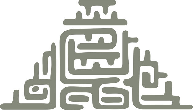 Mayan aztec totem pyramid, mexican kukulkan sign