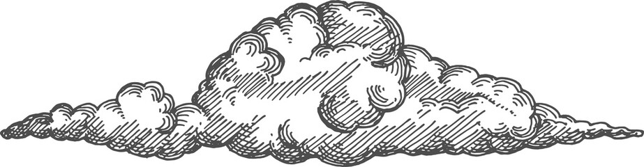 Clear cloudiness heaves sky with cloud sketch icon
