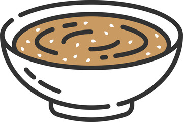 Tahini sesame seed paste icon, food of Palestine