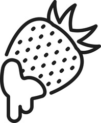 Strawberry with cream, summer berry food icon