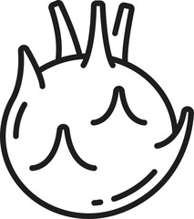 Cabbage turnip isolated Kohlrabi vegetable icon