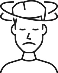 Headache allergy reaction, person outline icon