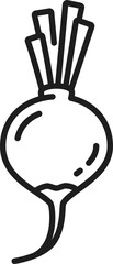 Radish vegetable with stem, veggie line icon