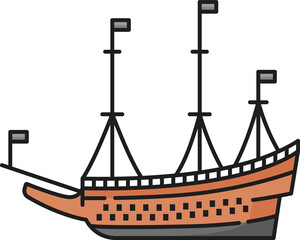 Retro sailing boat with canvas Sweden brigantine