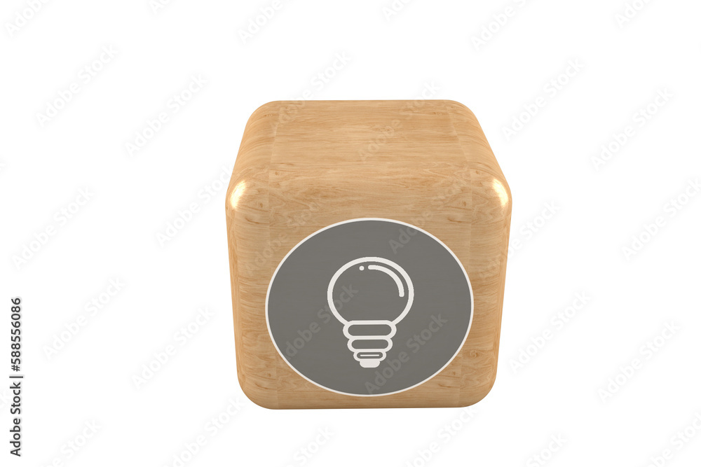 Poster vector image of light bulb icon on cube