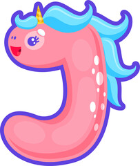 Letter J arctic unicorn typeface magic animal font