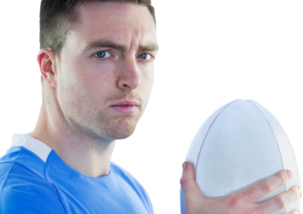 Rugby player holding a rugby ball