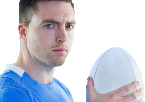 Rugby player holding a rugby ball