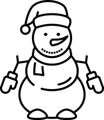 Snowman character Christmas thin line icon