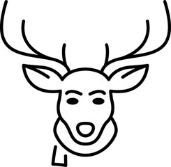 Reindeer character Christmas thin line icon