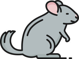 Chinchilla mouse color line icon, traditional pet