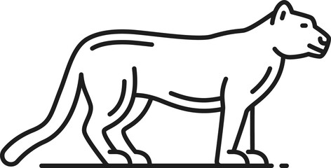 Puma, cougar or mountain lion outline line icon