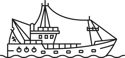 Fishing boat from Argentina outline line icon
