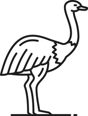 Nandu bird ostrich from Argentina outline icon