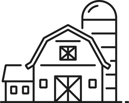 recommend clip art: Rural horse barn farm building outline line icon