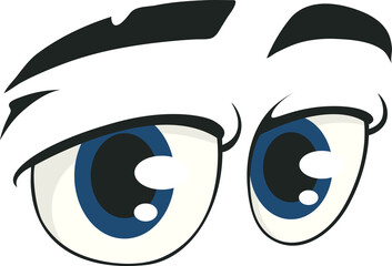 Curious cartoon comic eyes character expression
