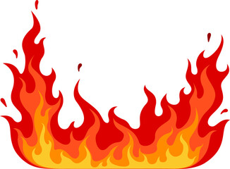 Cartoon fire flame, blazing wildfire or explosion