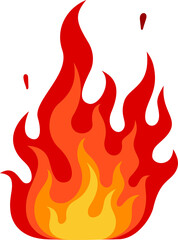 Cartoon bonfire or fireplace fire, burning flame
