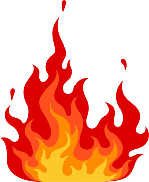 Cartoon fire flame, bonfire or fireplace blaze