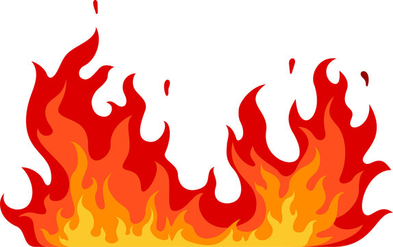 Cartoon fire flame, flammable material or hot gas