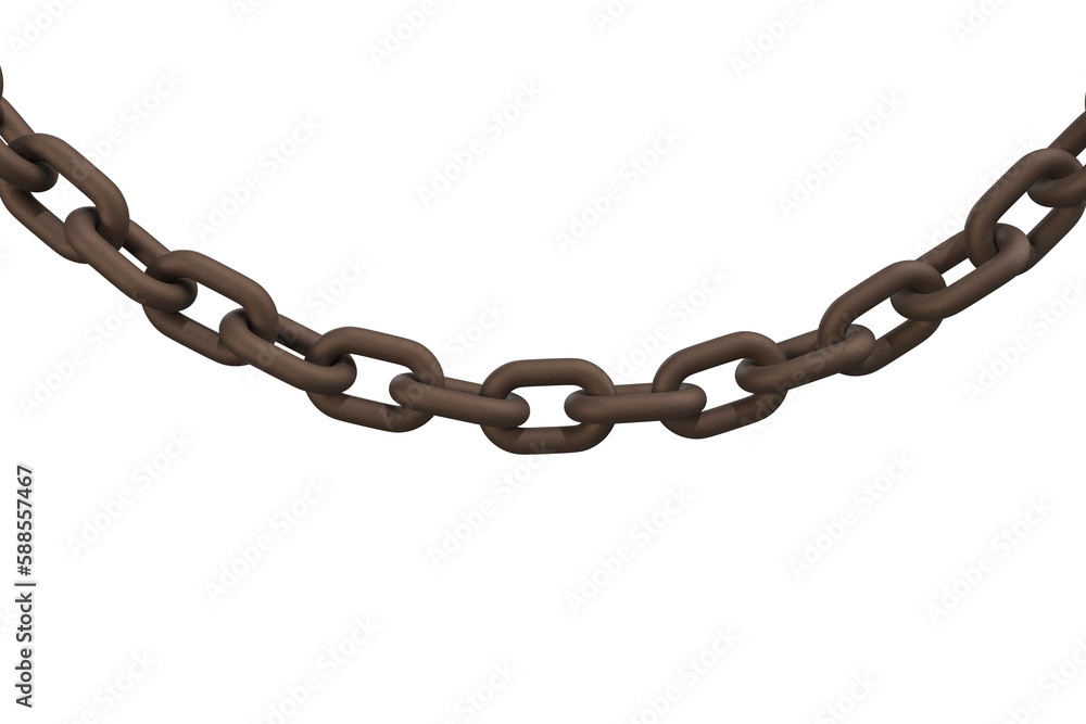 Poster 3d image of rusty metallic chain