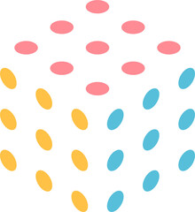 Memphis geometric shape, dotted cube pattern
