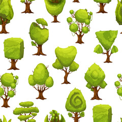 Cartoon forest jungle trees seamless pattern