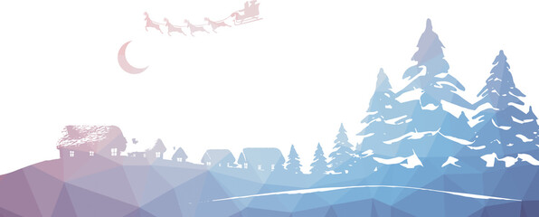 Graphic Santa flying with sleigh