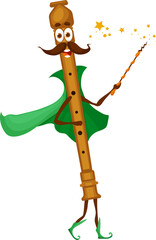 Cartoon flute mage character, wind instrument © Vector Tradition