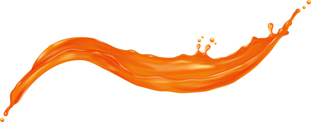 Caramel sauce, syrup wave splash, 3d vector toffee - obrazy, fototapety, plakaty