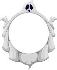 Halloween cartoon ghost character circle frame
