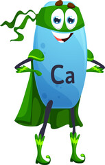 Cartoon calcium superhero micronutrient character